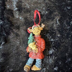 Vintage TBC 2004 Moose Christmas Ornament With Tree & Gifts